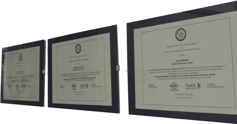 Tecnici certificati ASCS pulizia sistemi aerulici 